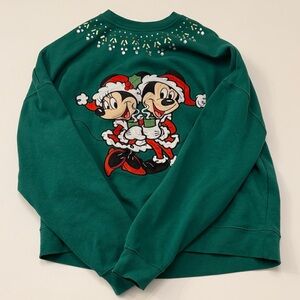 Disney Mickey/Minnie Green Holiday Sweater with Beading